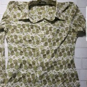 J Crew Women Perfect Fit Green Floral Long Sleeve